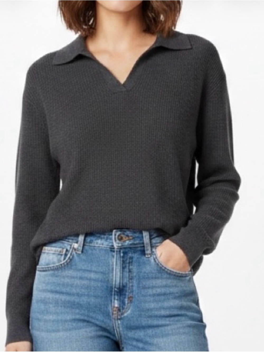 Women's gray V-Neck Sweater